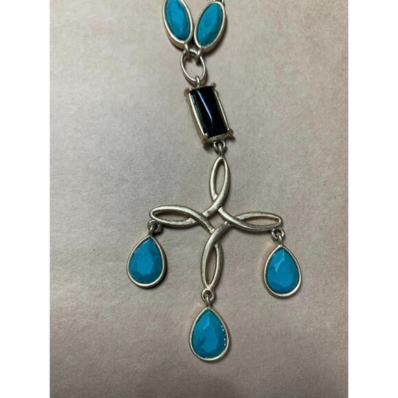 Gorgeous Necklace Earring Faux Turquoise Native American Style Design Gold Tone - Picture 2 of 3